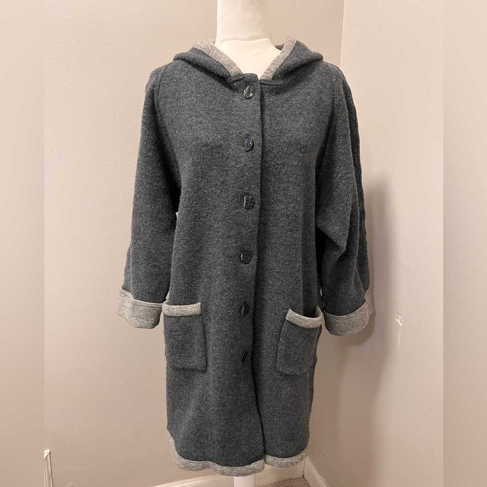 Marconi Gray Lambwool and Angora Hooded Cardigan